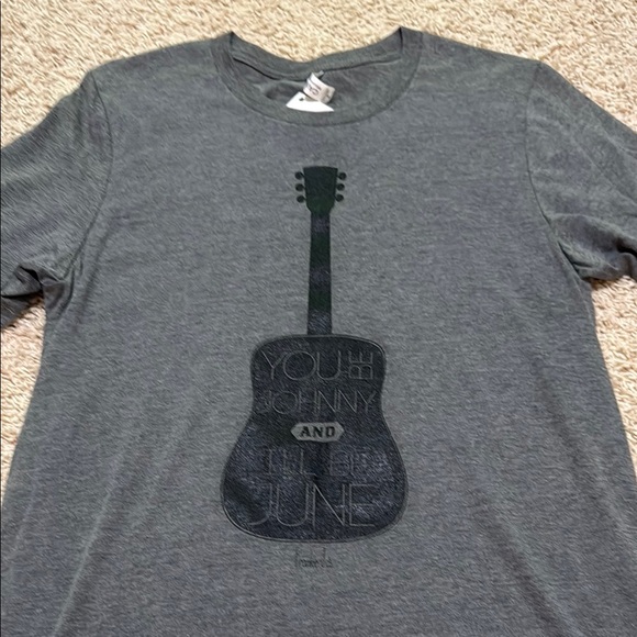 Gray Graphic T-Shirt with Guitar Design - Picture 1 of 3